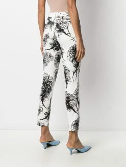 Moschino feather print high-waisted trousers