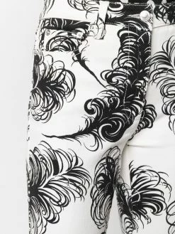 Moschino feather print high-waisted trousers