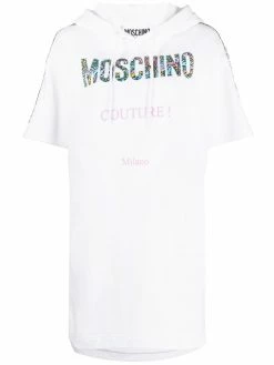 Moschino hooded logo patch dress