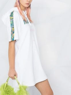Moschino hooded logo patch dress