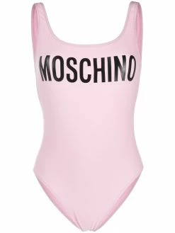 Moschino logo-print scoop-back swimsuit