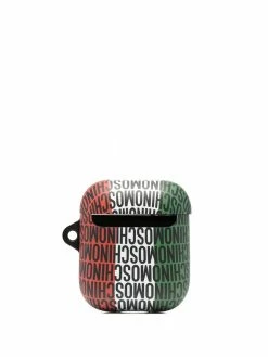 Moschino all-over logo print AirPods case