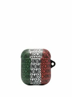 Moschino all-over logo print AirPods case