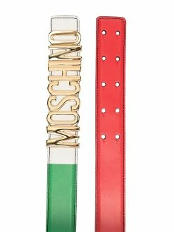 Moschino colour-block logo plaque belt