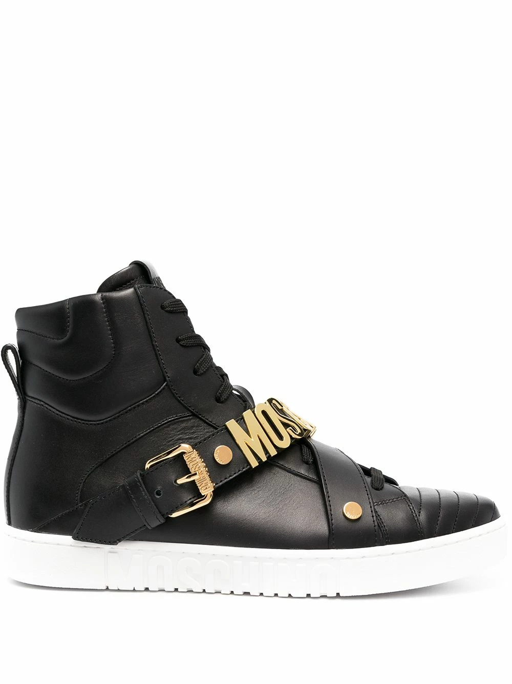 Best Sale โ๏ธ Moschino Logo plaque high top ๐ sneakers ๐ฅฐ 3 Moschino logo-plaque high-top sneakers