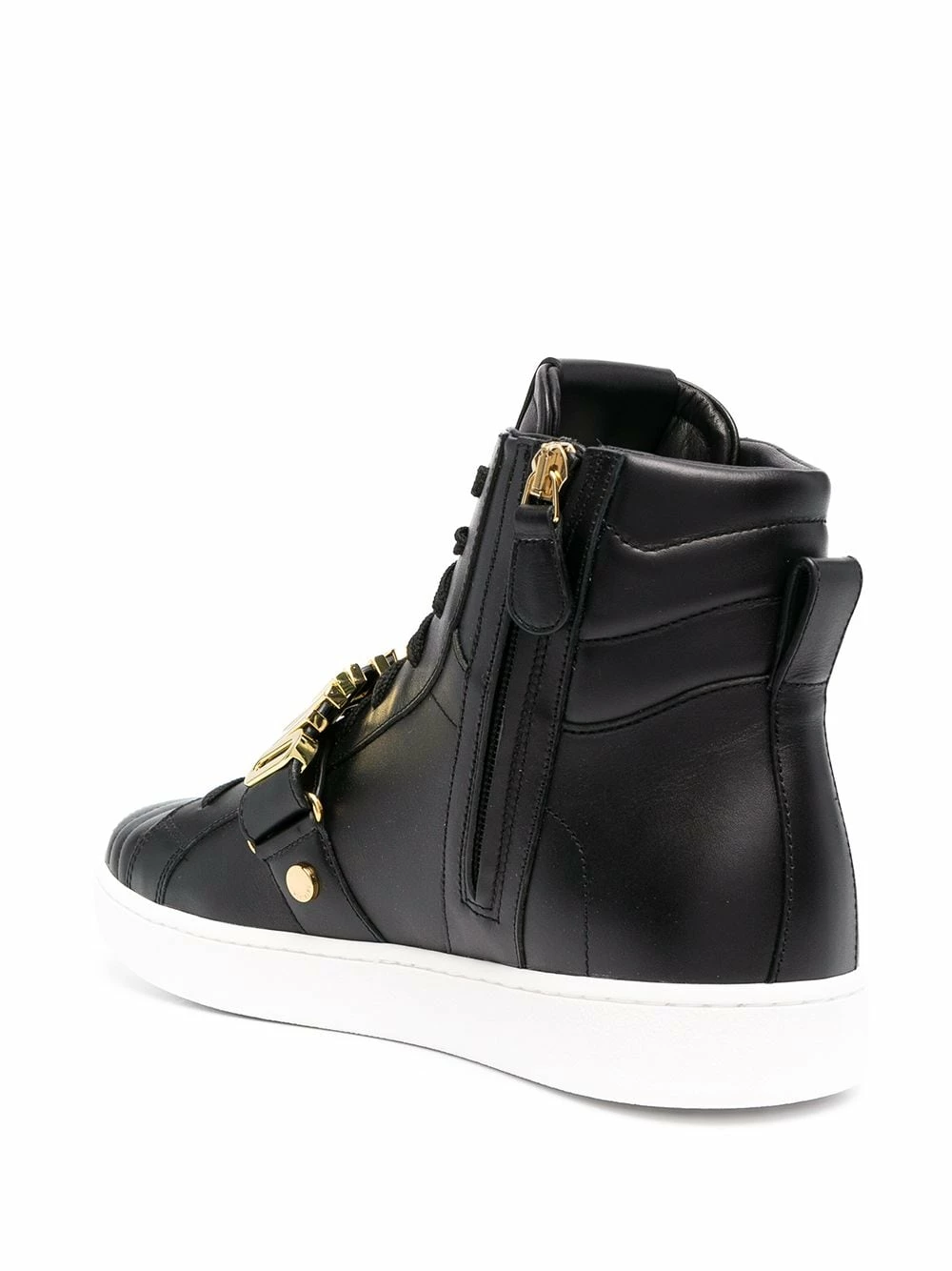 Best Sale โ๏ธ Moschino Logo plaque high top ๐ sneakers ๐ฅฐ 5 Moschino logo-plaque high-top sneakers