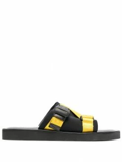 Moschino logo-tape buckle slides