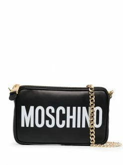Moschino logo-print zipped shoulder bag