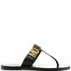 Moschino logo plaque leather thong sandals