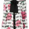 Moschino slogan print pussy-bow blouse