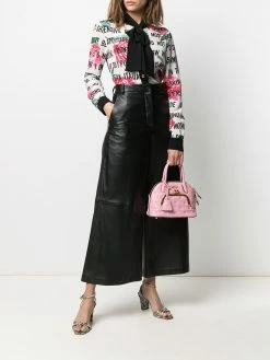 Moschino slogan print pussy-bow blouse