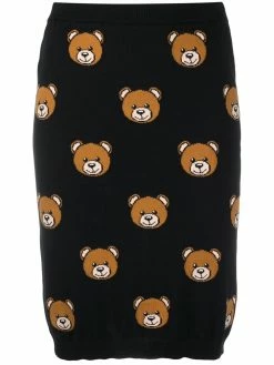 Moschino teddy-pattern intarsia-knit skirt