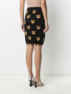 Moschino teddy-pattern intarsia-knit skirt