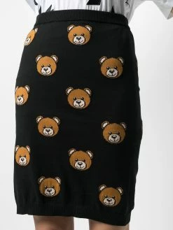 Moschino teddy-pattern intarsia-knit skirt