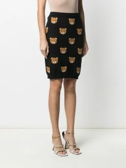 Moschino teddy-pattern intarsia-knit skirt