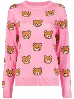 Moschino teddy-pattern intarsia-knit jumper
