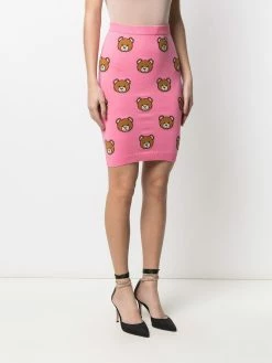 Moschino teddy print knitted skirt