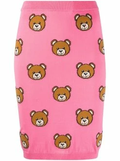 Moschino teddy print knitted skirt
