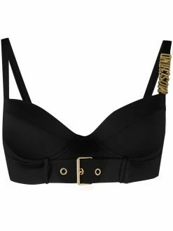 Moschino buckle-embellished bustier bikini top