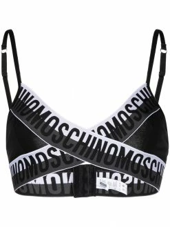 Moschino logo tape-detail bra