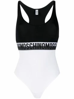 Moschino logo-tape two-tone bodysuit