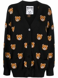 Moschino teddy bear jacquard knit cardigan