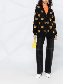 Moschino teddy bear jacquard knit cardigan
