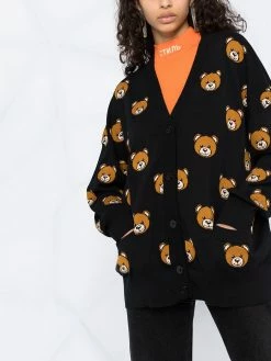 Moschino teddy bear jacquard knit cardigan