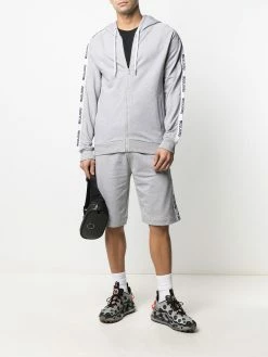 Moschino logo trim zip hoodie