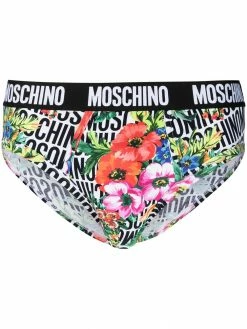 Moschino floral logo pattern briefs
