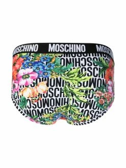 Moschino floral logo pattern briefs