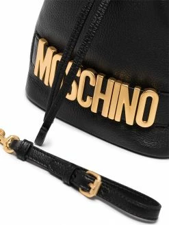 Moschino mini logo plaque bucket bag