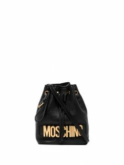 Moschino mini logo plaque bucket bag