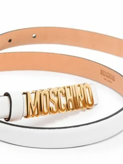 Moschino logo plaque slim belt