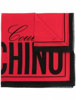 Moschino logo-print silk foulard