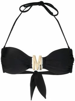 Moschino monogram-embellished halterneck bikini top