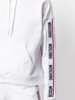 Moschino logo-stripe drawstring hoodie