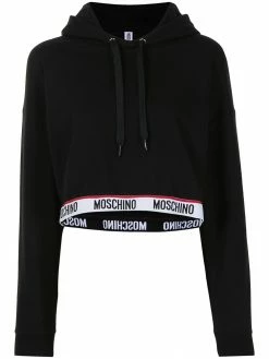 Moschino logo-trim cropped hoodie
