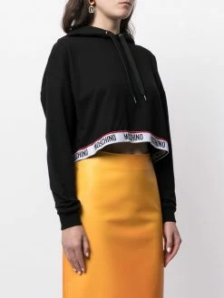 Moschino logo-trim cropped hoodie