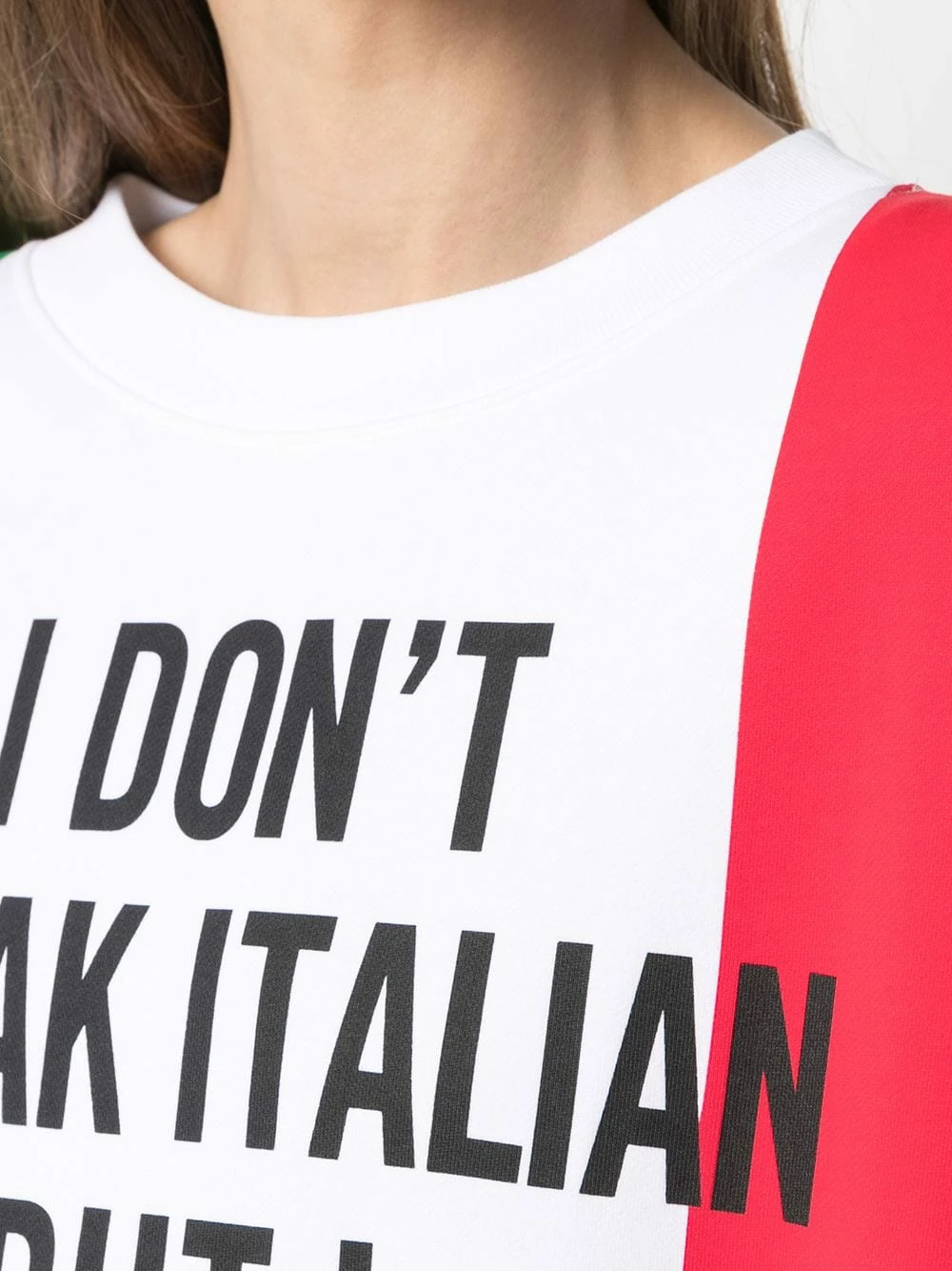 Deals ๐ Moschino Colour block slogan print sweatshirt ๐ 7 Moschino colour-block slogan-print sweatshirt