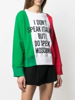 Deals ๐ Moschino Colour block slogan print sweatshirt ๐ 9 Moschino colour-block slogan-print sweatshirt