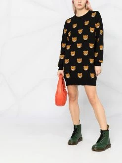 Moschino Teddy Bear pattern knit dress