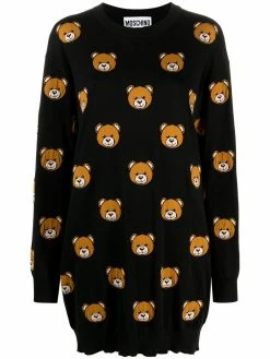 Moschino Teddy Bear pattern knit dress