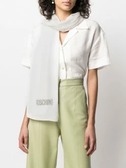 Moschino pearl-embellished logo scarf