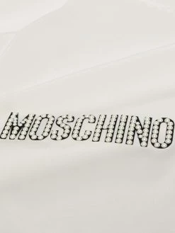 Moschino pearl-embellished logo scarf