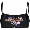 Moschino floral logo print bikini bandeau top