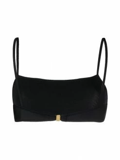 Moschino floral logo print bikini bandeau top