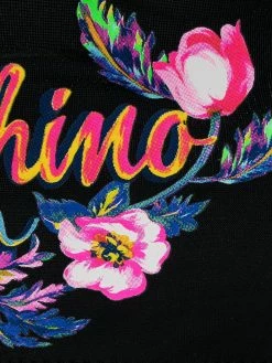 Moschino floral logo print bikini bandeau top