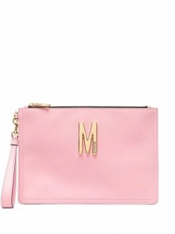 Moschino M logo clutch