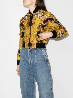 Moschino Toy bear baroque print bomber jacket